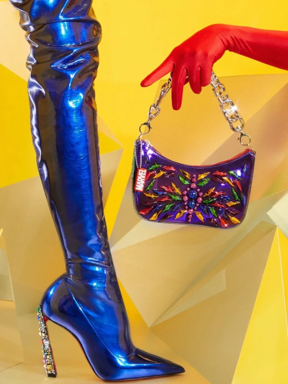 Christian Louboutin Cosmic Alta Boots 100 Over-the-Knee Strass RETAIL 3995